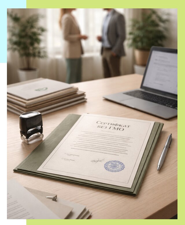 Сертификат без ГМО в Кандалакше от 7577 р. оформить срочно Алешин-Кнд